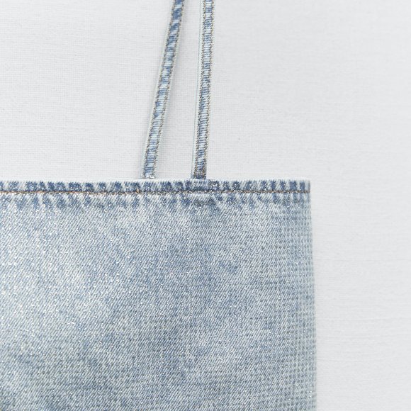 🆕 ZARA DENIM CROP TOP WITH RHINESTONES | ZARA DENIM - Picture 8 of 12